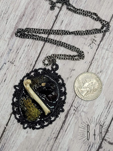 Bone And Moss Black Necklace