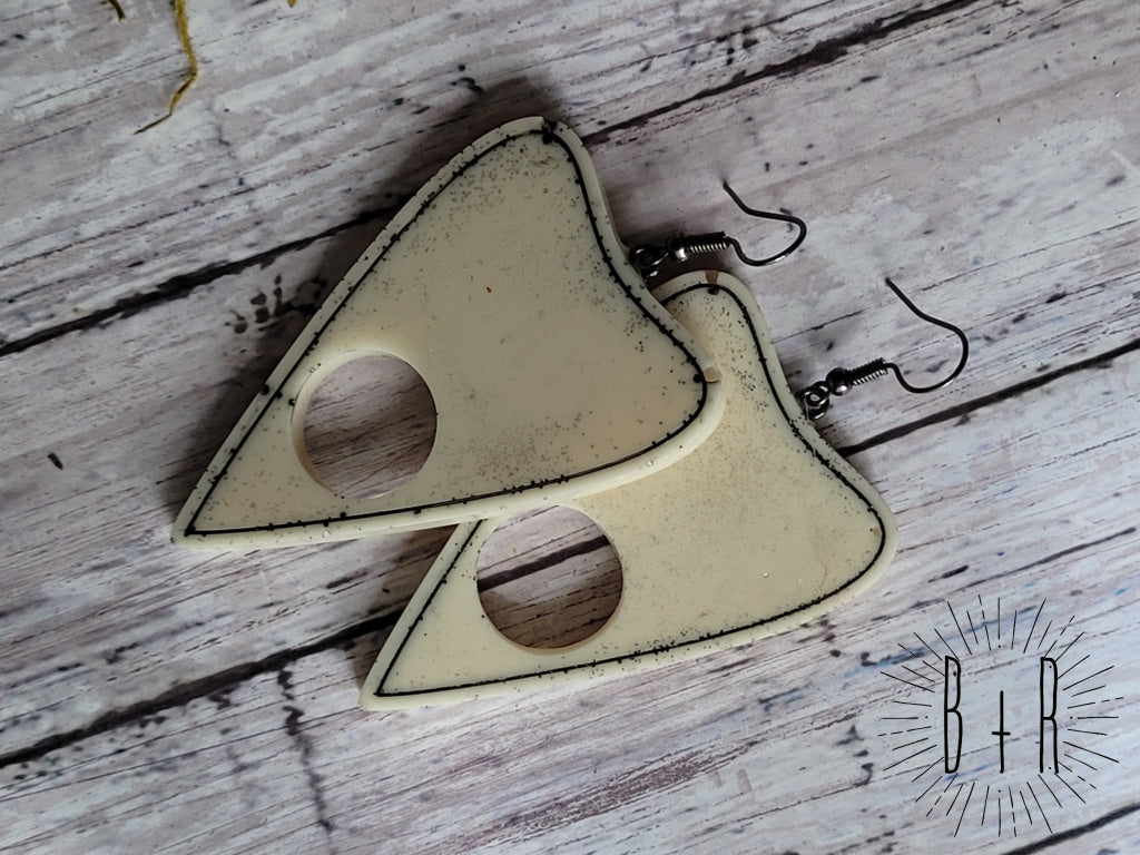 White Planchette Earrings